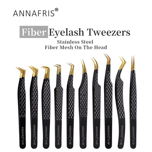 Black and gold eyelash tweezers