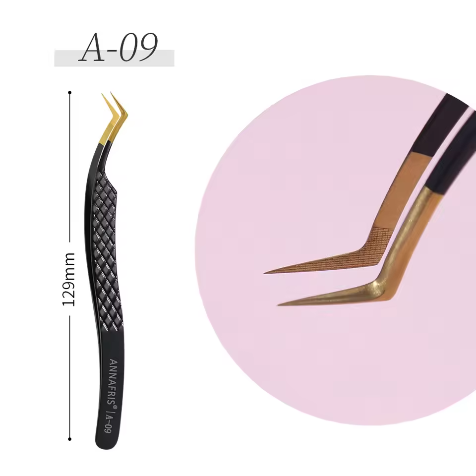 Black and gold eyelash tweezers
