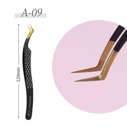 Black and gold eyelash tweezers