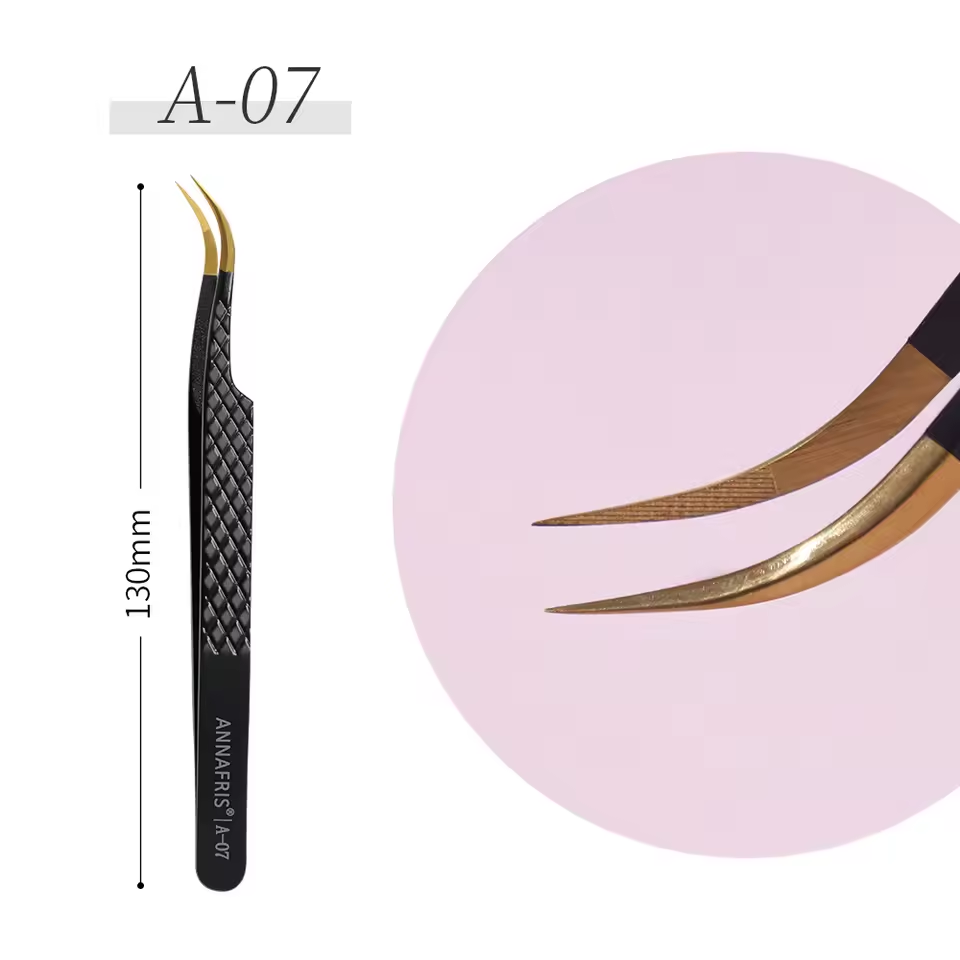 Black and gold eyelash tweezers