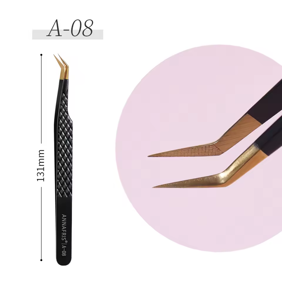 Black and gold eyelash tweezers
