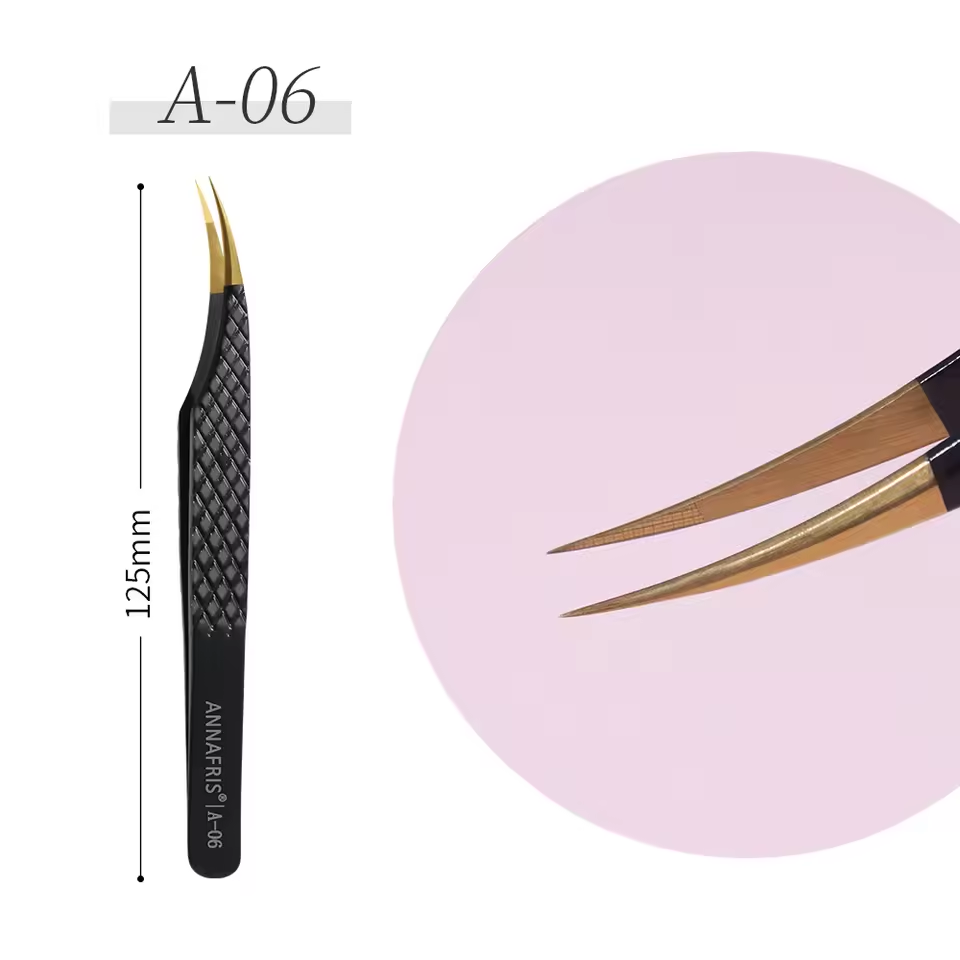 Black and gold eyelash tweezers