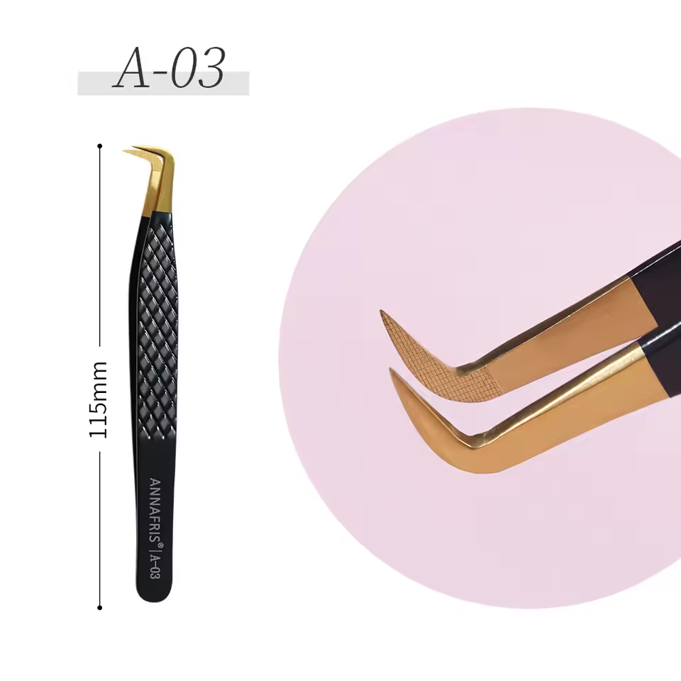 Black and gold eyelash tweezers