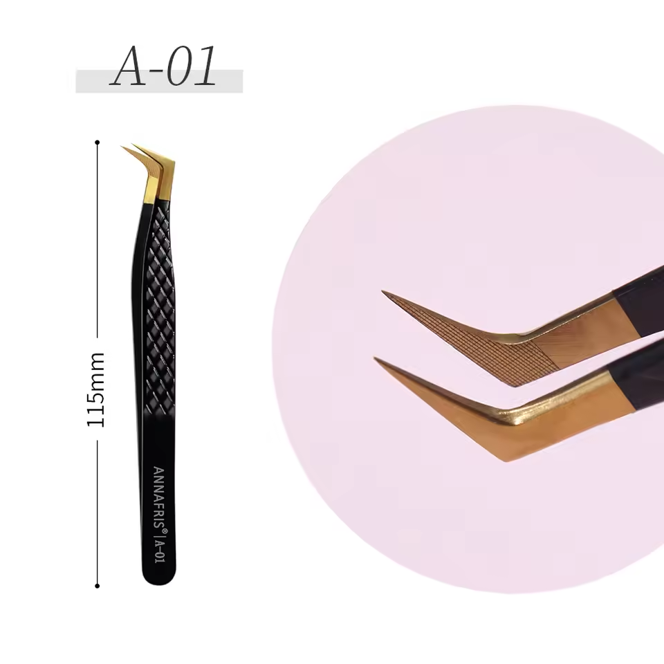 Black and gold eyelash tweezers