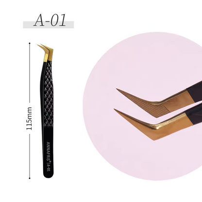 Black and gold eyelash tweezers