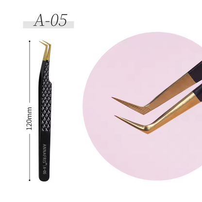 Black and gold eyelash tweezers