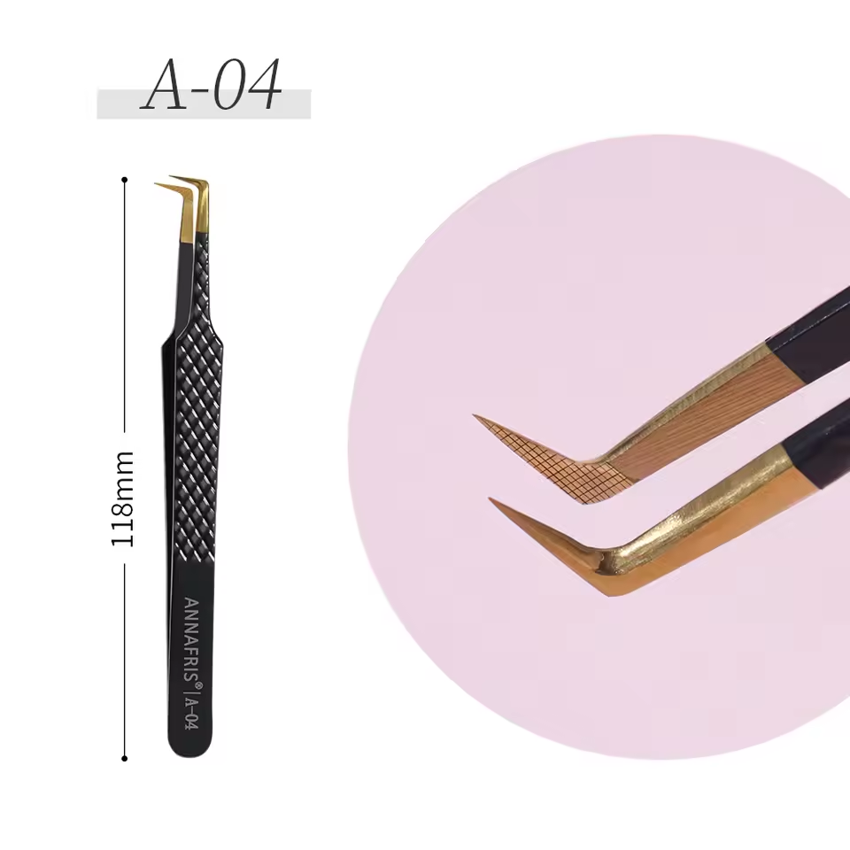 Black and gold eyelash tweezers