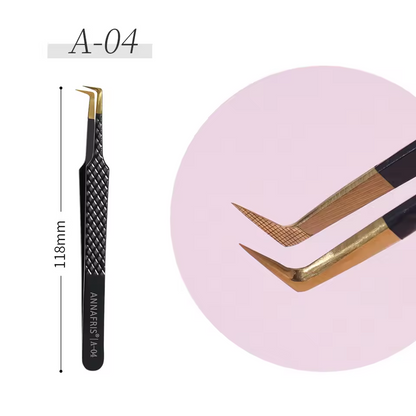 Black and gold eyelash tweezers