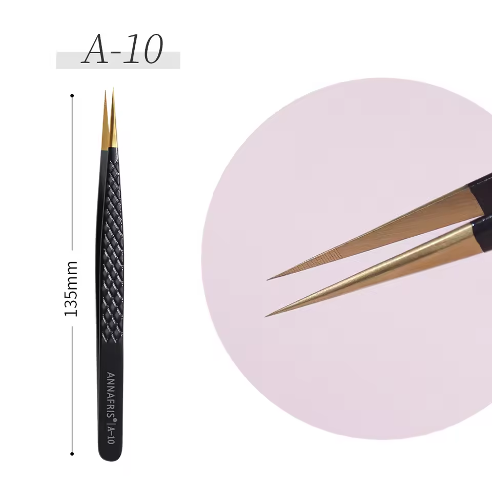 Black and gold eyelash tweezers