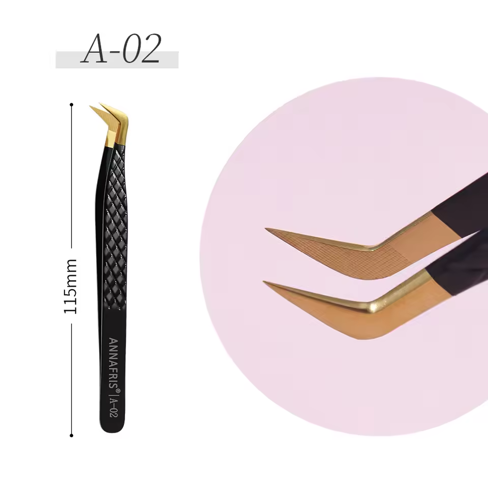 Black and gold eyelash tweezers